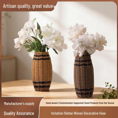 Handgeflochtene Kunst rattan Vase für kreative Blumenarrangements und Wohnkultur