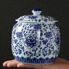 Biscottiera in Porcellana Bianca e Blu Stile Cinese Barattolo Sigillato per Caramelle e Frutta Secca Artigianato Ceramica Barattolo di Stoccaggio Decorazione per la Casa