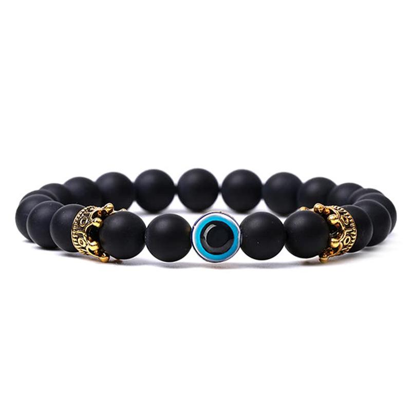 JYL TS Bracelet Men s Double-Layer  Yellow Eye Braided Boosts Courage & Luck frosted