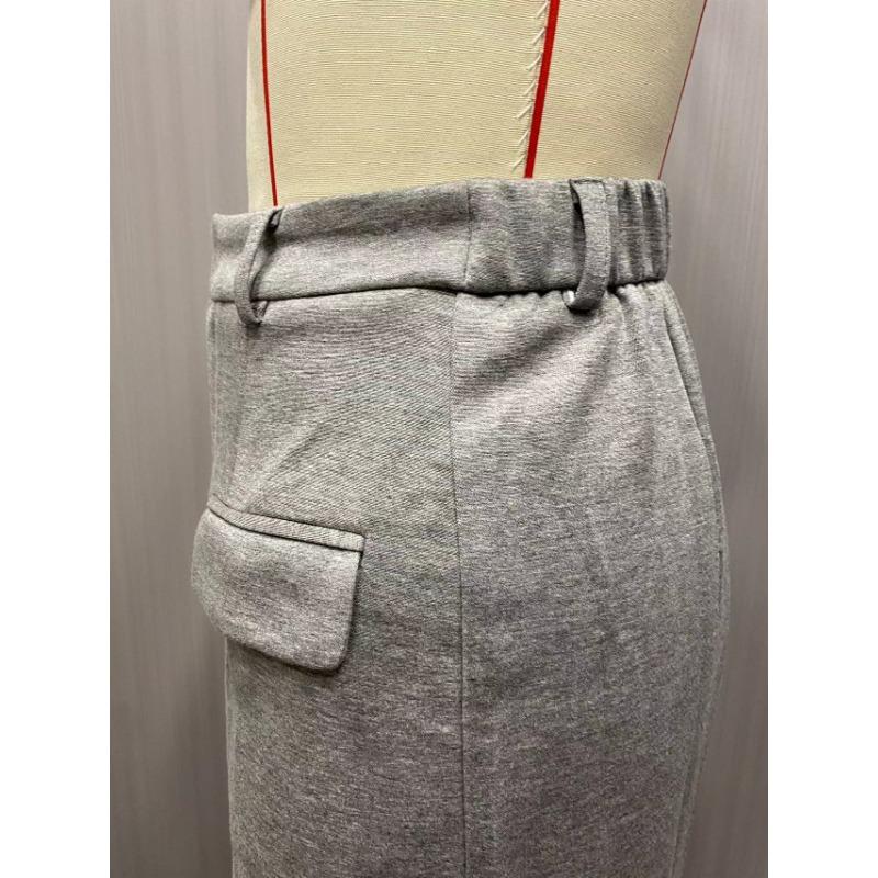 Falda Lápiz Elegante Casual de Oficina con Bolsillos y Abertura a Media Pierna para Mujer
