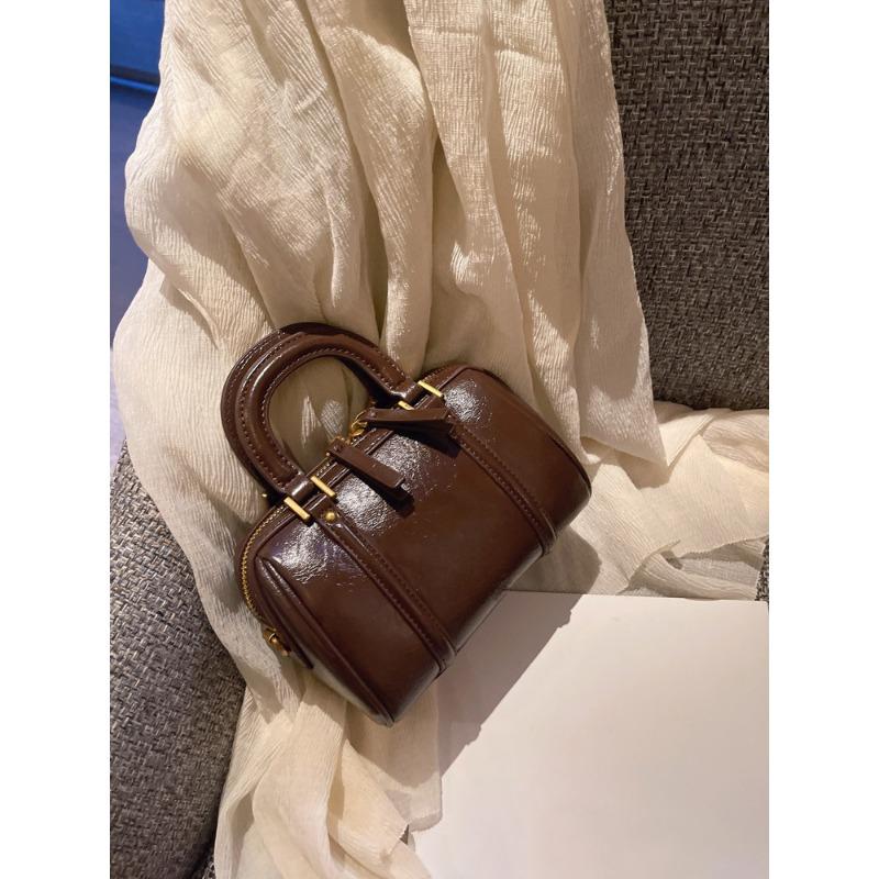 Hand-held Boston Bag, Small Square Bag, Retro and Fashionable Single-shoulder Crossbody Bag