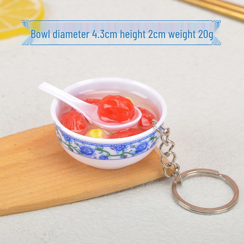 Chinese-Style Edible Toy Keychain: 4cm Simulation Food Bowl Pendant Gift