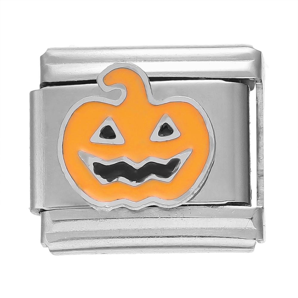 

1pcs/lot Stainless Steel Halloween Ghost Charm Italian Links Fit 9x10mm Bracelet for Diy Women Jewelry Making Accessories