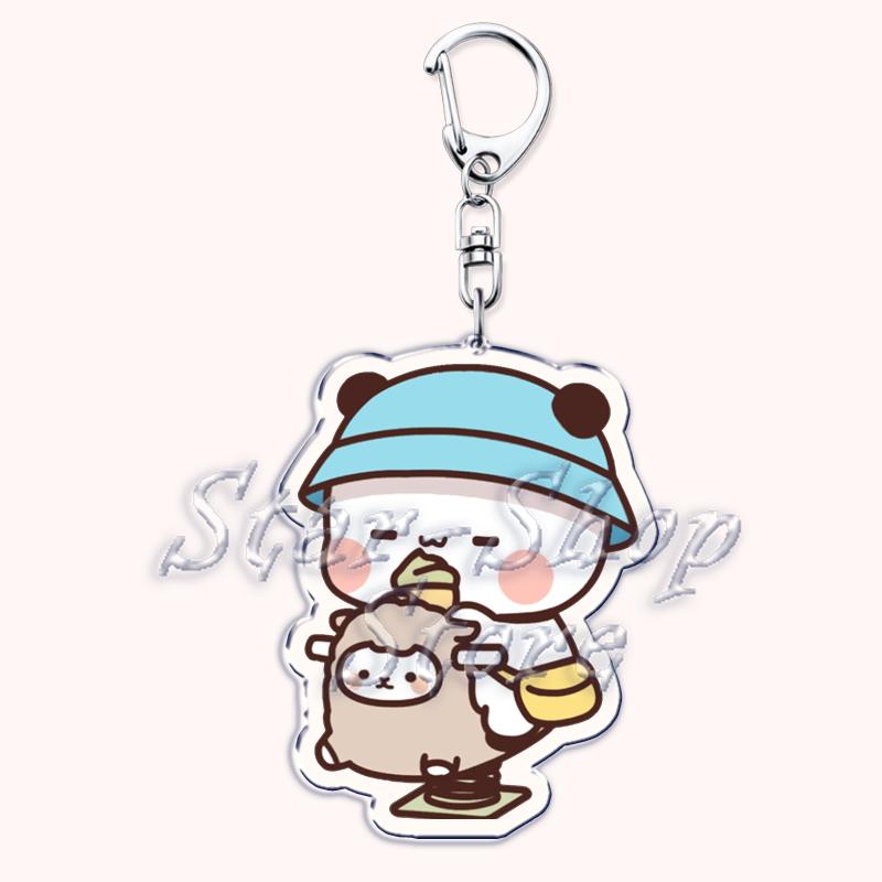 Cute Bubu Love Dudu Yier Keychains Couple Bear Panda Keyrings for Accessories Bag Pendant Key Chain Jewelry Fans Lovers Gifts