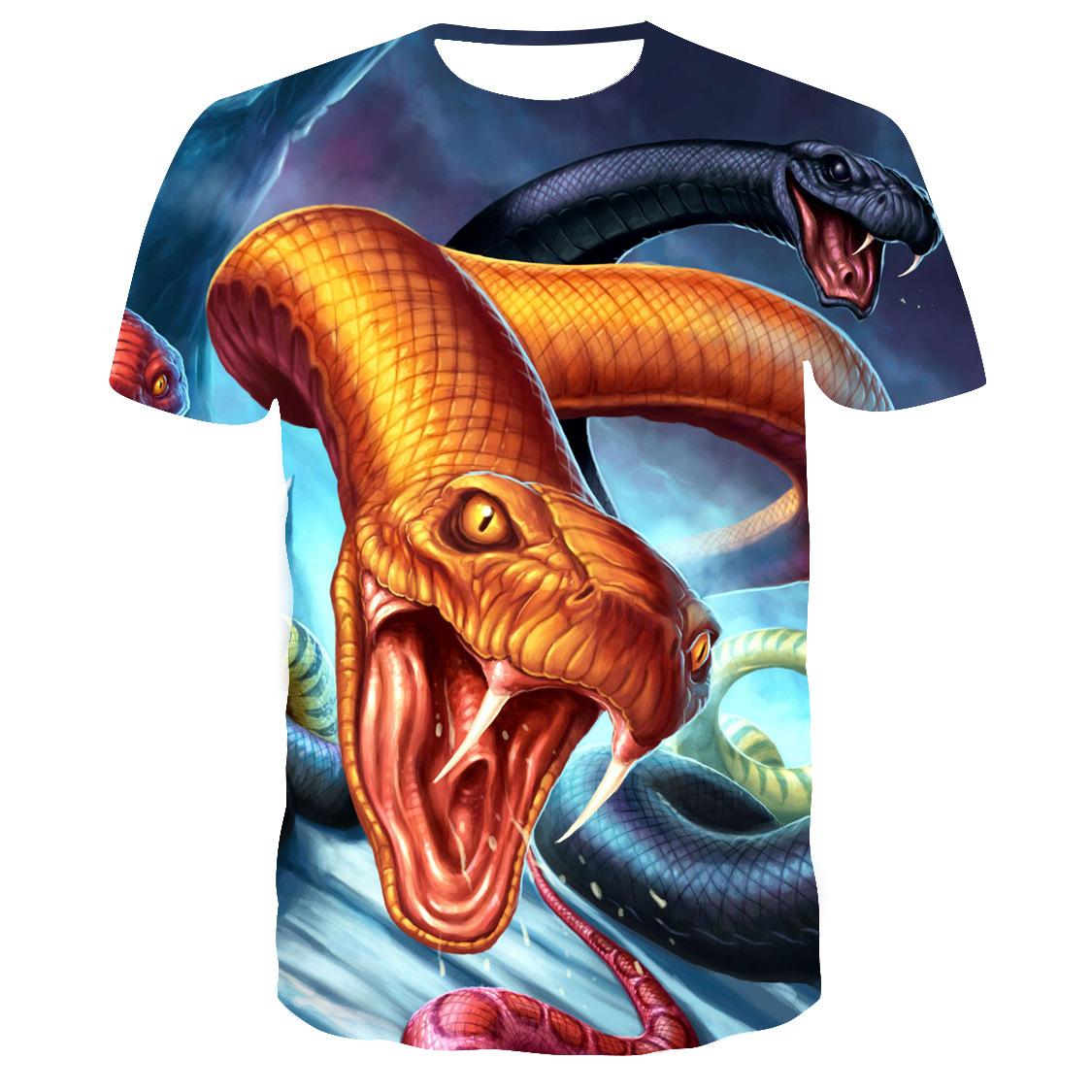 

Мужская футболка, быстросохнущие топы, летняя мода, уличные футболки с коротким рукавом, футболки с принтом змеи 3D, свободная мужская одежда L