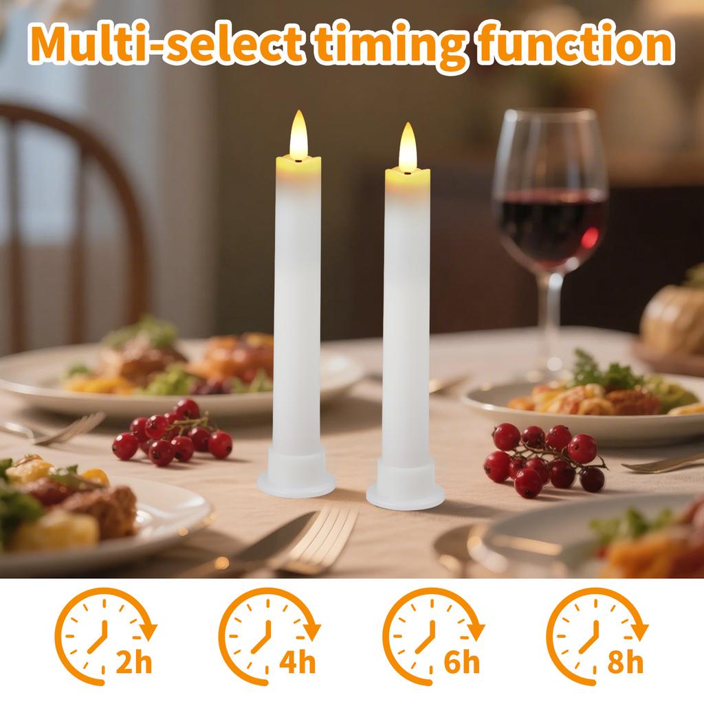Flameless Flickering Taper Led Candles with 10-Key Remote & Lamp Holder 3D Wick Window Candles for Christmas Wedding Home Decor