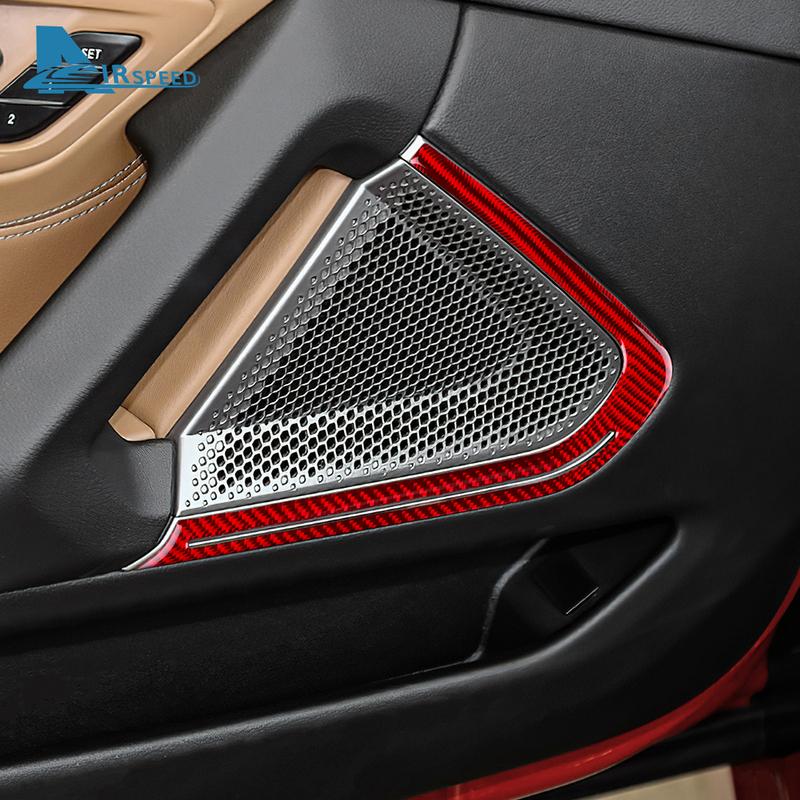 Real Carbon Fiber Car Door Speaker Cover Audio Frame Decoration Trim Sticker for BMW Z4 G29      Accessories