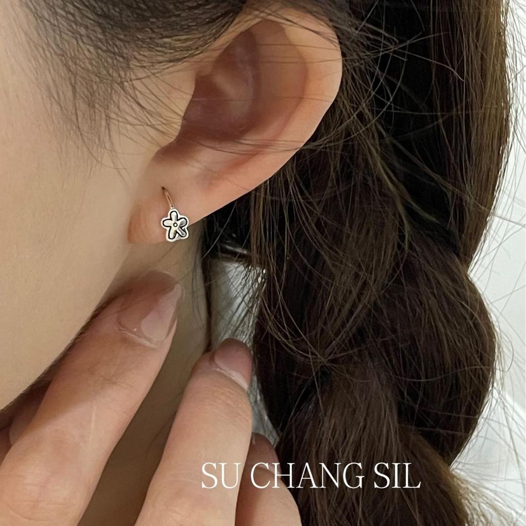 Su Chuang S925 Silver Graffiti Flower Ear Cuff: Stylish, Cute, Versatile Earrings for Women