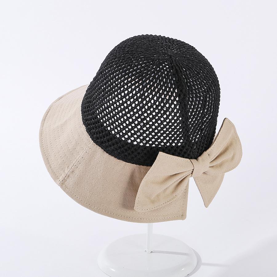 COKK Summer Hats For Women Knitted Breathable Foldable Sun Hat With Bow Sun Protection Sunshade Korean Beach Hat Cap Travel New