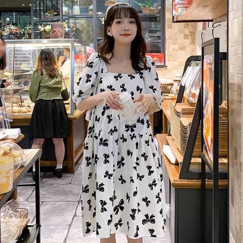 Maternity Clothing Summer New Small Floral Skirt Loose Small Fresh Small Pregnant Mother Belly Thin Dress