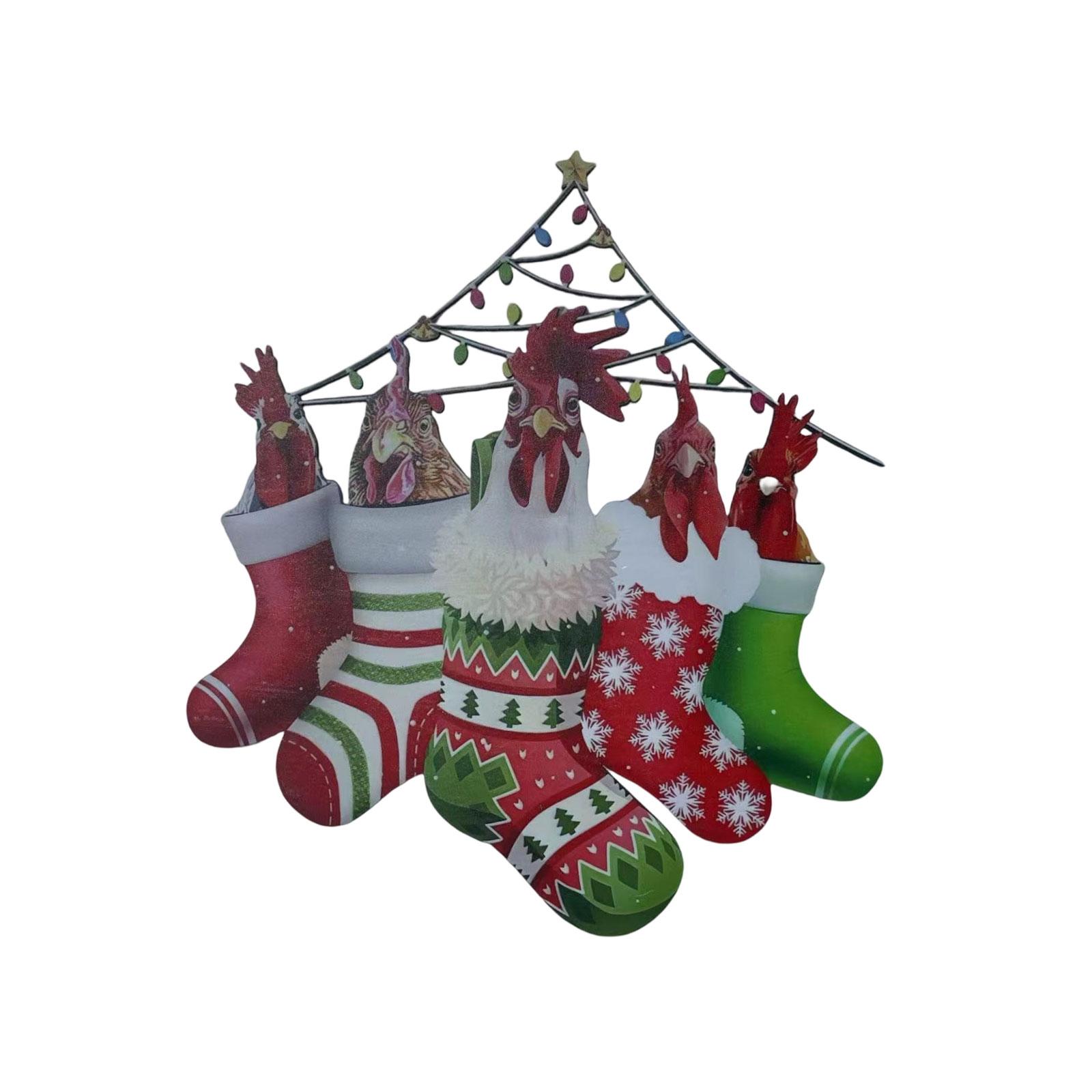 

Christmas Colored Metal Chicken Pendants Christmas Decorations Christmas Tree Dress Up Scene Layout Atmosphere Props One Size
