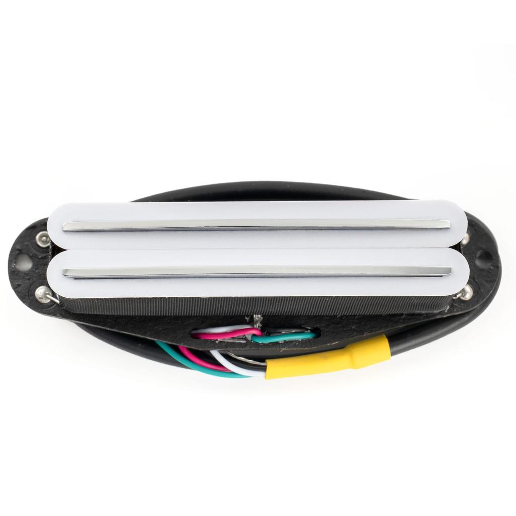 Musiclily Pro Alnico 5 Humbucker Super Distortion for Stratocaster Electric White Chrome Rails ST-DPHA Single-Size Pickup, 13.2K, Guitars, Body,