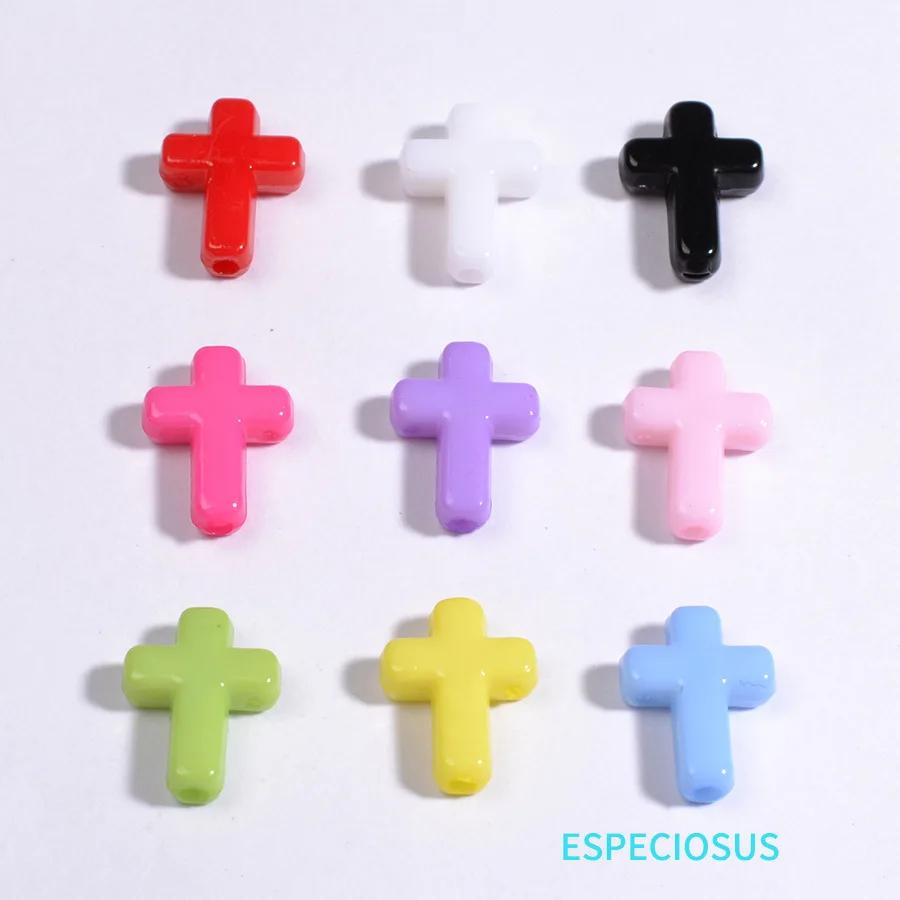Z17 100pcs New Cartoon Cross Acrylic Bead Fresh Charms Minimalist Bracelet Spacer Accssories Material DIY Jewelry Gift Trend