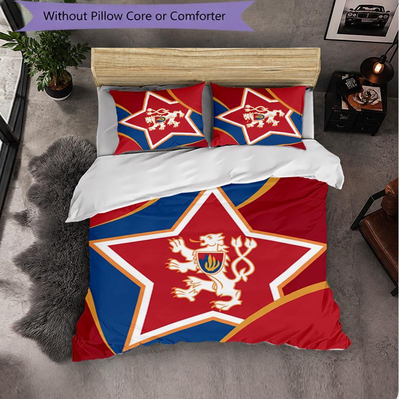 Czech Republi Football Pattern 3 Pieces Bedding Set Soft Microfiber Duvet Cover with Pillow Cases for Bedroom