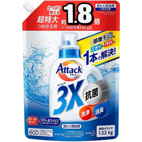 [bulk Purchase] Attack 3x  Antibacterial, Deodorizing, and Cleaning Solutions All In One!  Refill 1220g X 2 Pieces