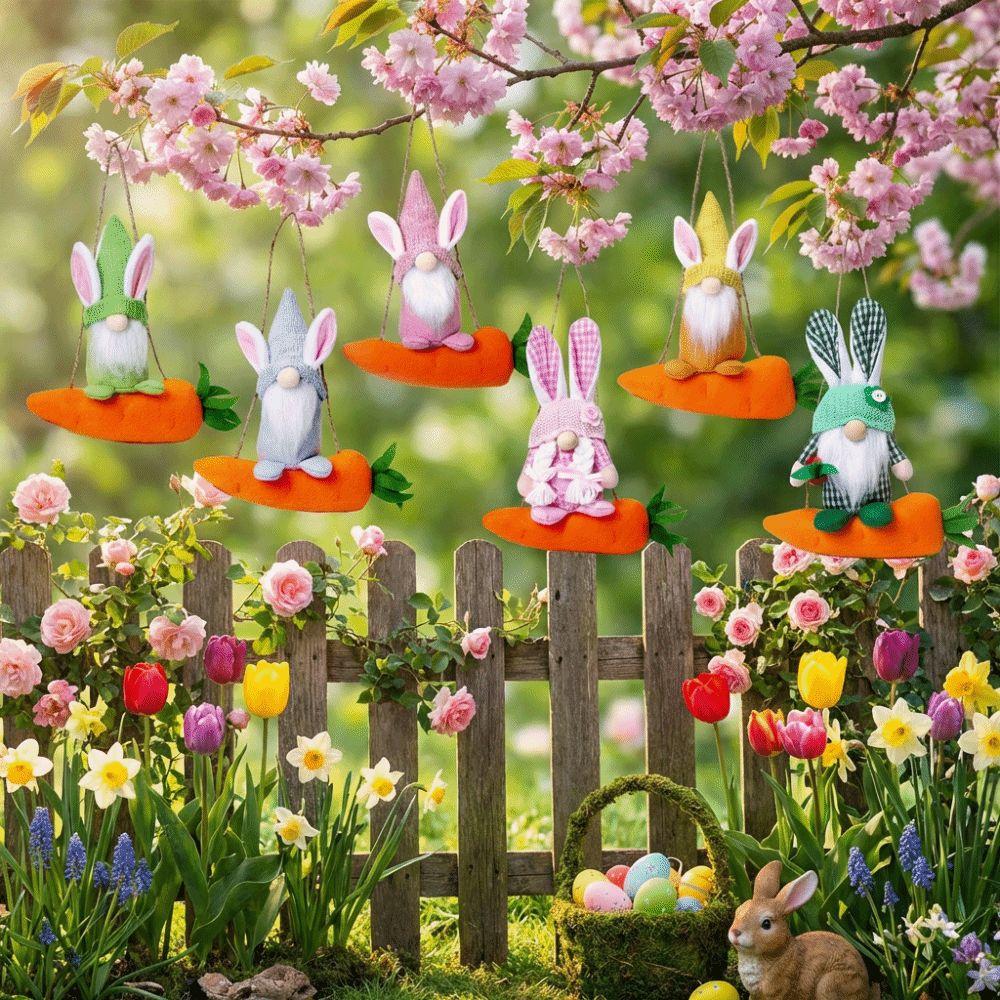 Plush Rabbit Gnome Ornament Colorful Faceless Plush Doll Farmhouse Rabbit Doll Toy  Easter Holiday