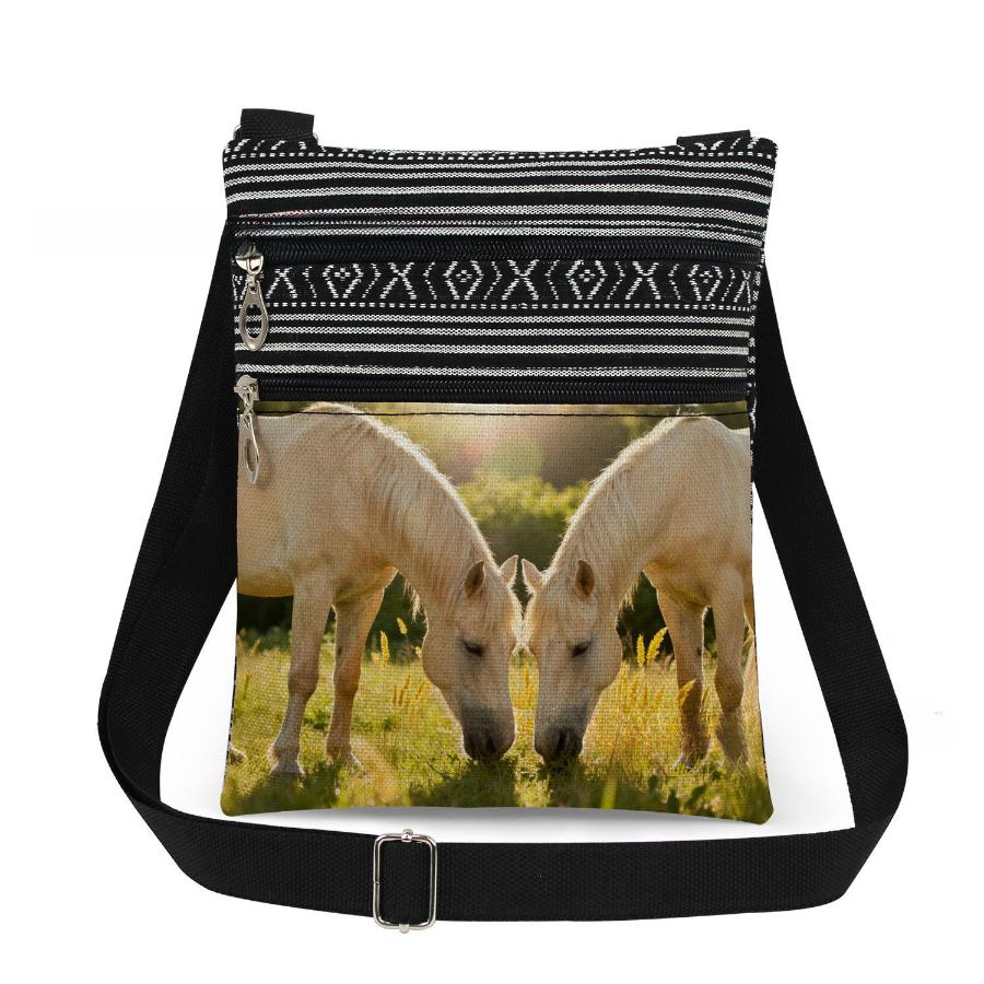 1PC Horse Print Tote Bags Women Shoulder Handbags Postman Package 6961 KTB