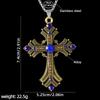 Collana con Ciondolo a Croce Borchiato di Diamanti Stile Gotico Y2K in Acciaio Inossidabile, Catena Lunga e Grande Colorata Personalizzata Vintage per Maglione da Uomo