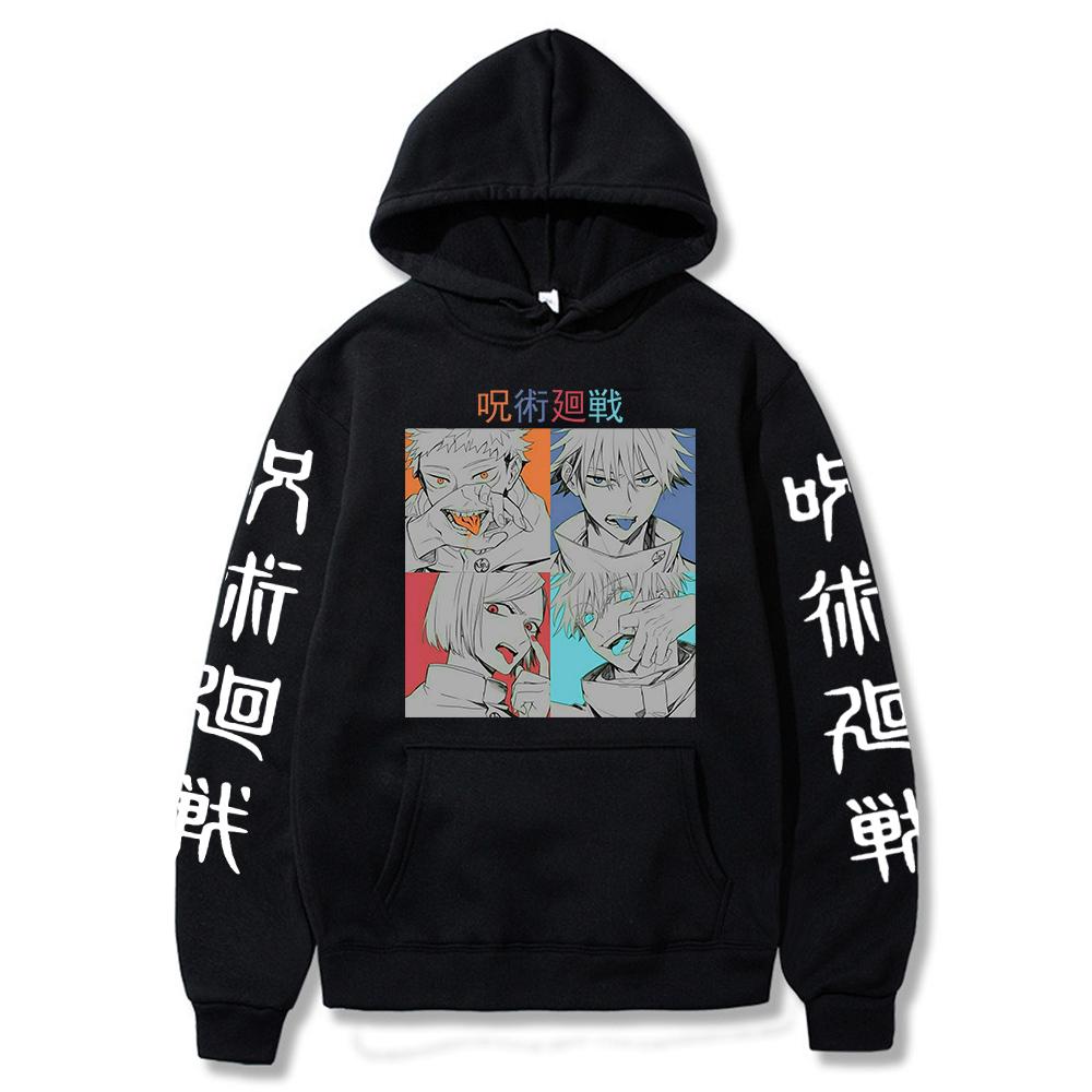 Japanese Anime Hoodies Jujutsu Kaisen Graphic Hoodie Oversized Hooded Vintage Long Sleeves Men Women Clothes