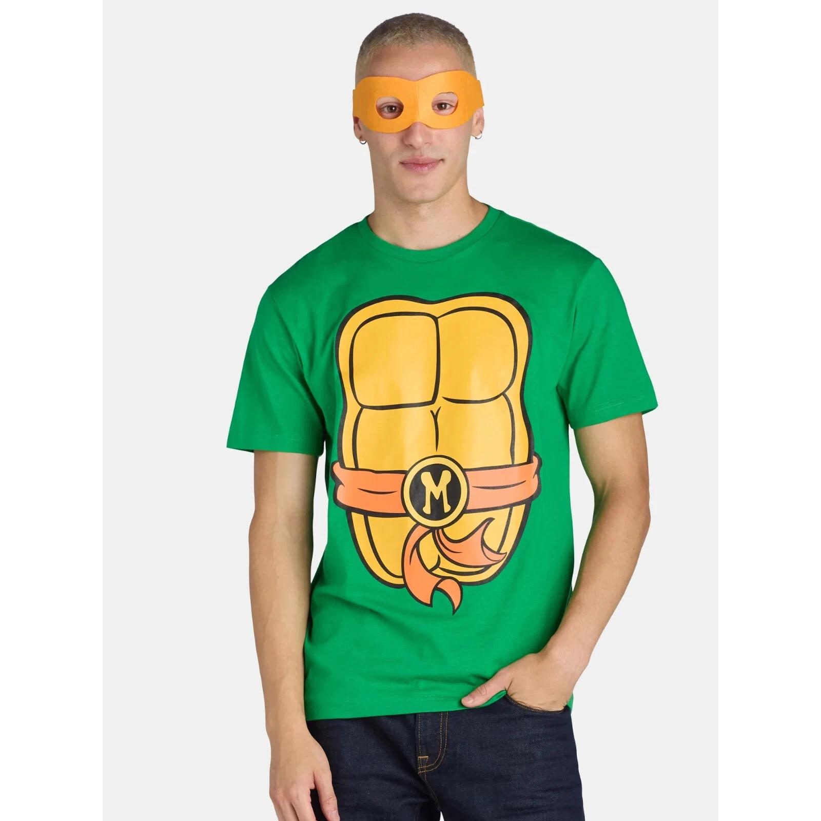 

Teenage Mutant Ninja Turtles Mens Michelangelo Costume Shirt & Mask New XS-3XL S