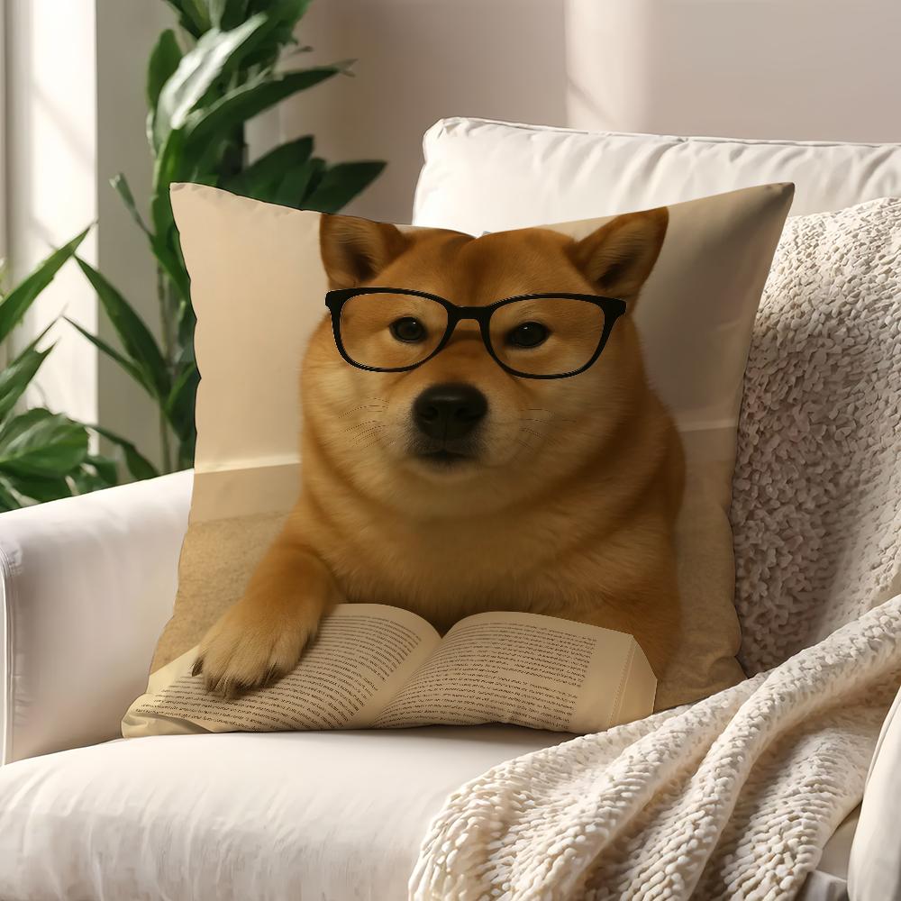 Cartoon Funny Dog Meme Kawaii Glasses Cushion Cover For Pillow Printing Sofa Decoration Home Car Room Office Nordic Simplicity