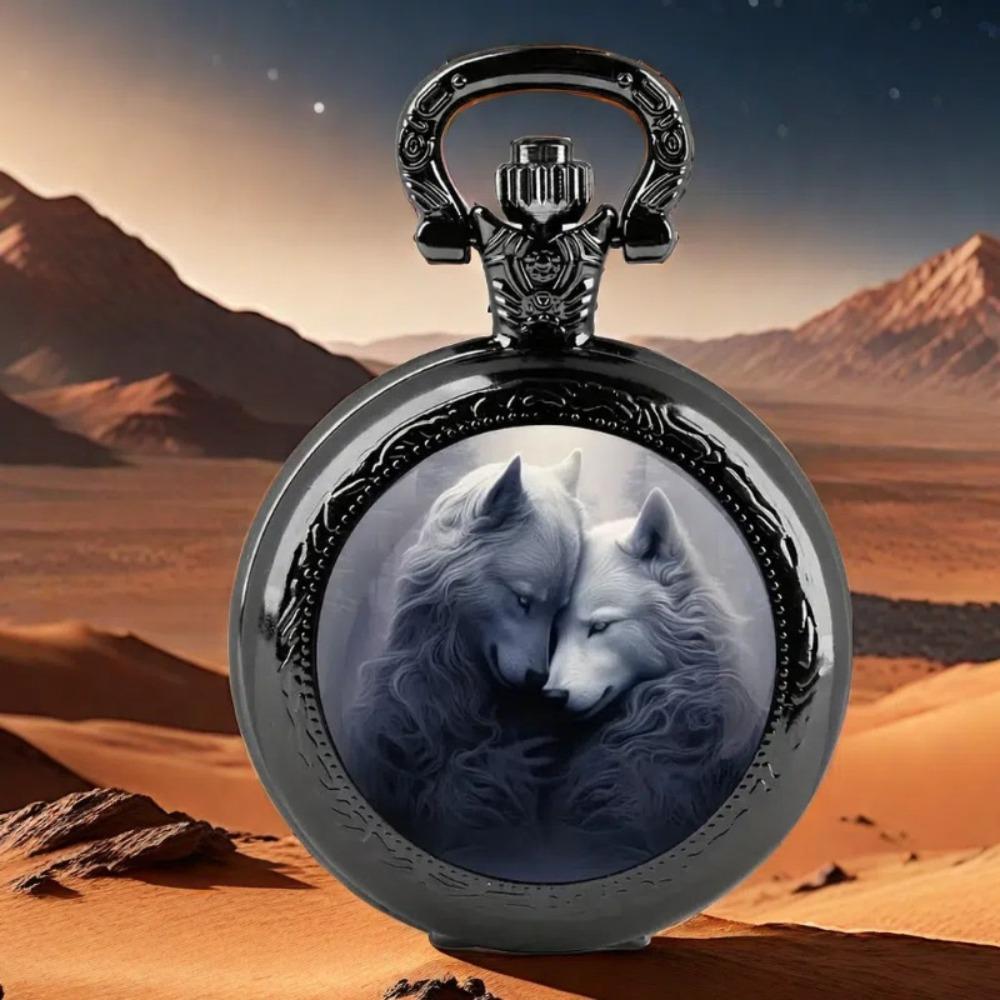Color Pattern Medium Pocket Watch Retro Flip Decorative Necklace Watch Personality Trend Male and Female Students Quartz Watch