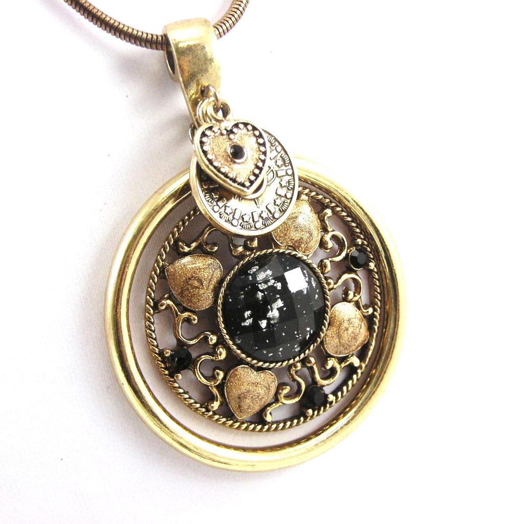 Les Trésors De Lily [G5194] - Designer Necklace 'Judith' Black Gold