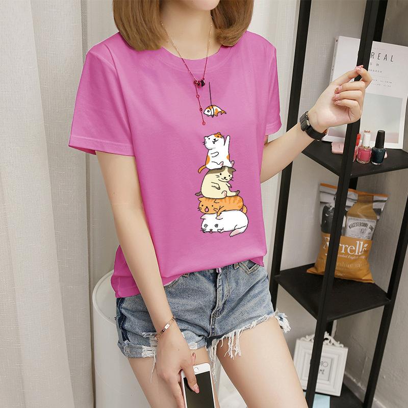 Women's short-sleeved t-shirt women's summer new Korean version cartoon student crew-neck bottoming shirt