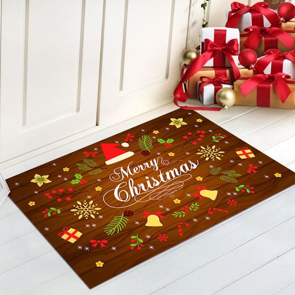 Christmas Holiday Welcome Rug Doormat Festive NonSlip Door Rug for Living Room Bedroom Kitchen Entrance Home Seasonal Decor