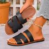 Fashion Summer Women Flat Slippers Fashion Solid Color Sandals Open Toe Outdoor Slippers Casual Beach Women Shoes Plus Size Slides Women