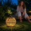Solarbetriebene Außenlaterne Handgeflochtenes Rattan Tragbares Campinglicht Gartendekorationslampe für Terrasse Hof Landschaftsbeleuchtung