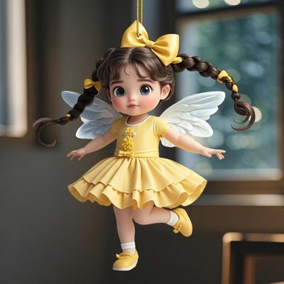 Acrylic Ornament Inspired by Angels  2D Fairy Pendant  for Car Keychains Dashboard Decorations Backpack Accessories Wallets Christmas Tree Decorations