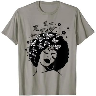 Królowa Afroamerykańska Silna Czarna Naturalna Afro Koszulka Graficzna Koszulki Codzienna Bawełniana Na Cztery Pory Roku T-shirty