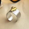New Design Gold Copper Color Two Tone Metal Heart Stainless Steel Rings For Women Men Trendy Jewelry Valentine'S Day Gifts