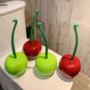 Toilet Brush Set with Base Cherry Shape Ergonomic Non-Slip Handle Bright Color Bathroom Cleaning Brush