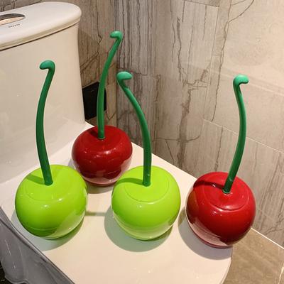 Toilettenbürsten-Set mit Basis Kirschform Ergonomischer Rutschfester Griff Leuchtende Farbe Badezimmerreinigungsbürste
