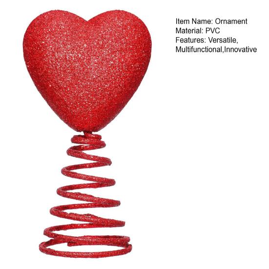Red Heart Tree Topper with Coil Spring Bounce Effect Glittery Shiny Texture Romantic Holiday Decoration for Mini Trees Parties Home Decor And