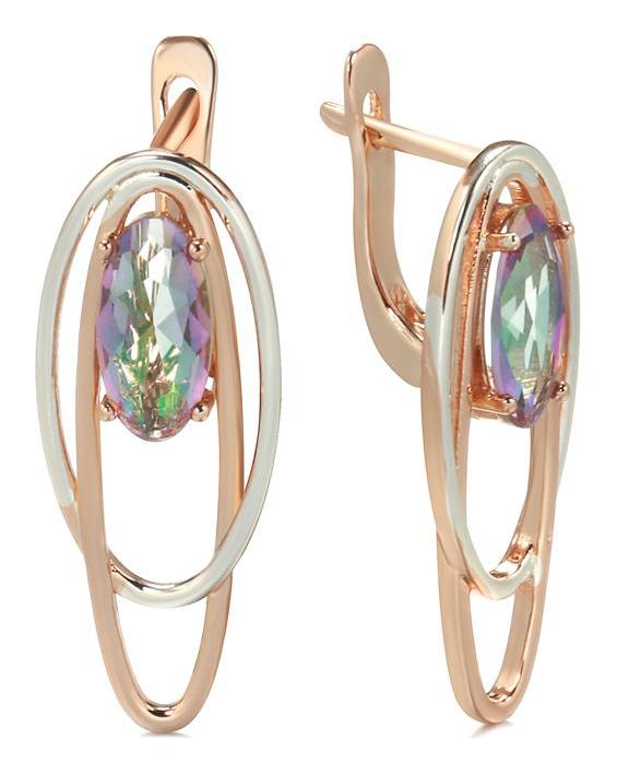 Double Oval Gold Silver Color Dangle Blue Zircon Women Earrings Personality Party Jewelry Modern Trendy Accessories