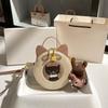 Light Luxury Cat Round Cake Bag Cute All-matching Single-shoulder Cross-slung Handbag A Niche Piece