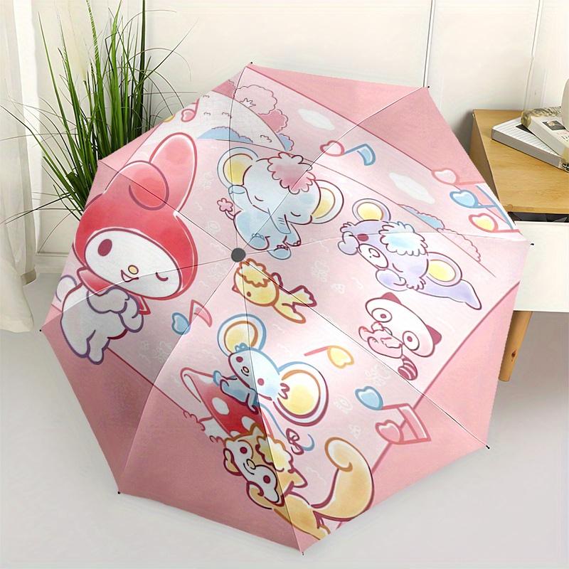 

My Melody,Anniversary Automatic Folding Umbrella Simple 8 Rib Design, Bright Cartoon Pattern, Durable Iron Frame, Suitable For Travel, Outdo