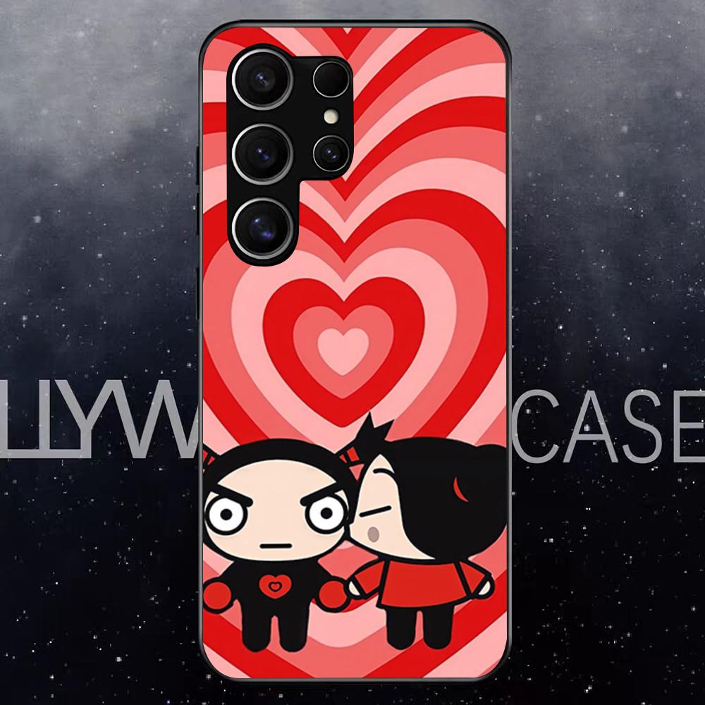 Pucca-A G-Garu Cartoon Phone Case For Samsung S25 Edge Ultra S23 S22 S21 S20 Ultra Plus S24 Fe A54 A53 A25 Glass Cover