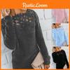 Cozy Women's Autumn Winter Fleece Sweater Tops With Elegant Lace Design For Style