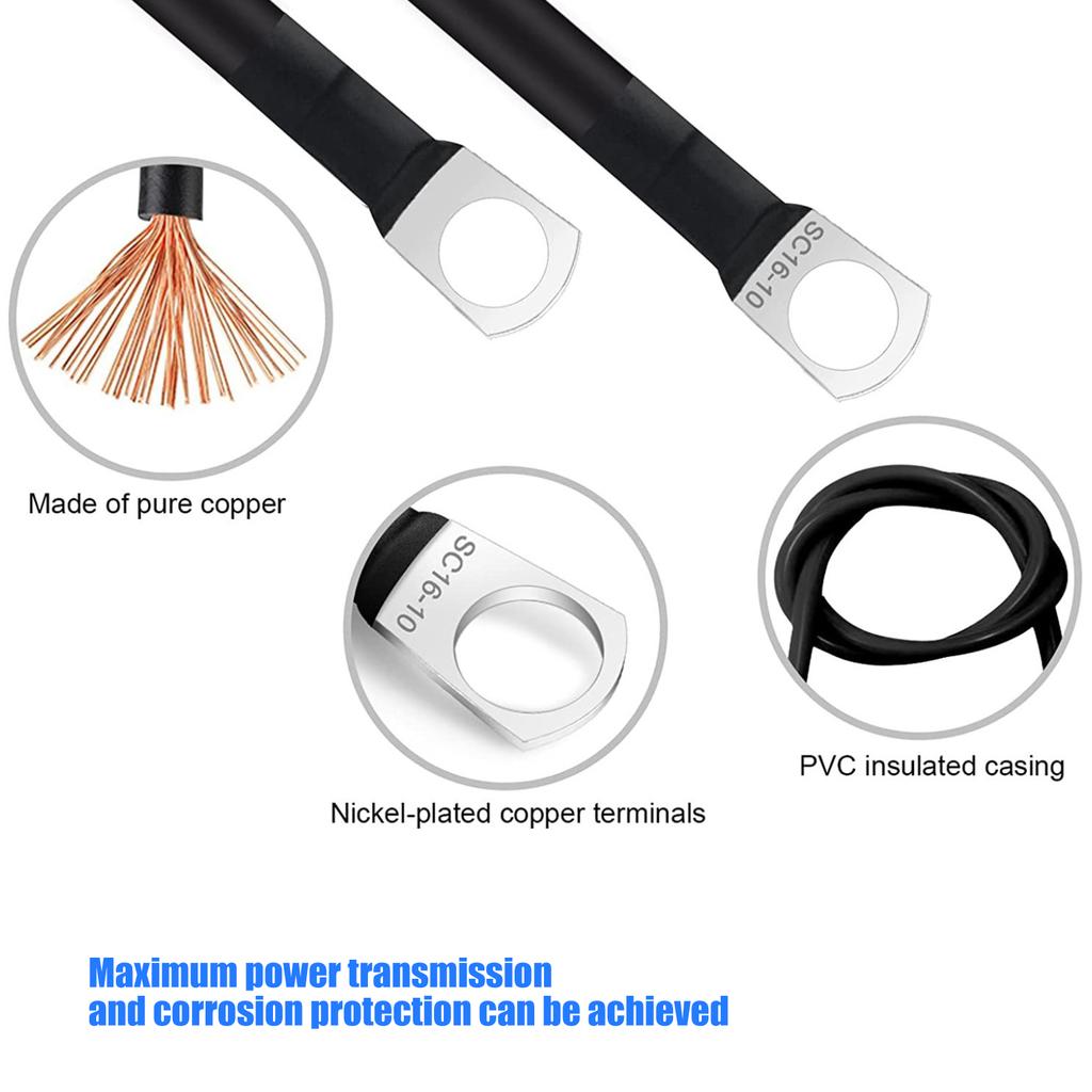 Premium 5AWG Copper Battery Cable 30cm Power Inverter Wire For Cars Solar Equipment And Marine Use