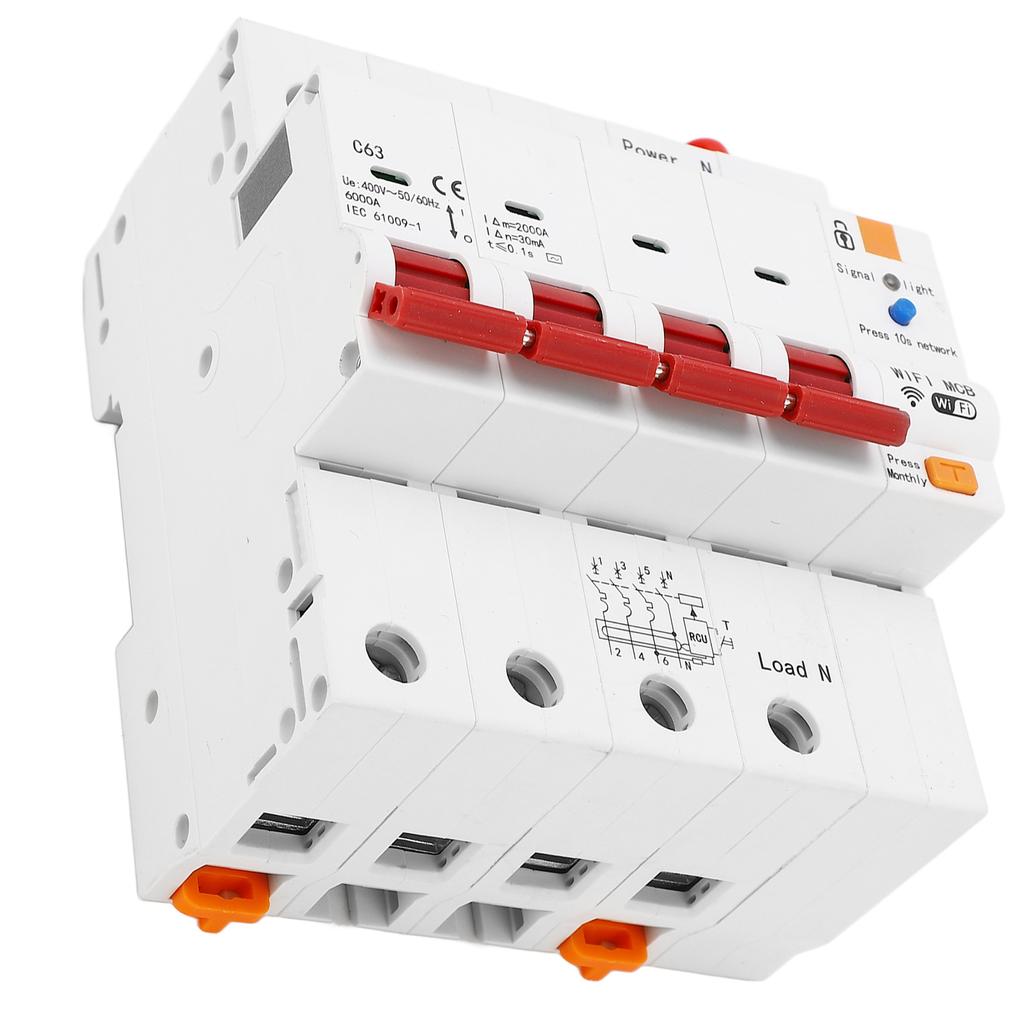 WiFi Circuit Breaker Leakage Protection Remote Control DIN Rail Circuit Breaker AC400V 63A 4P