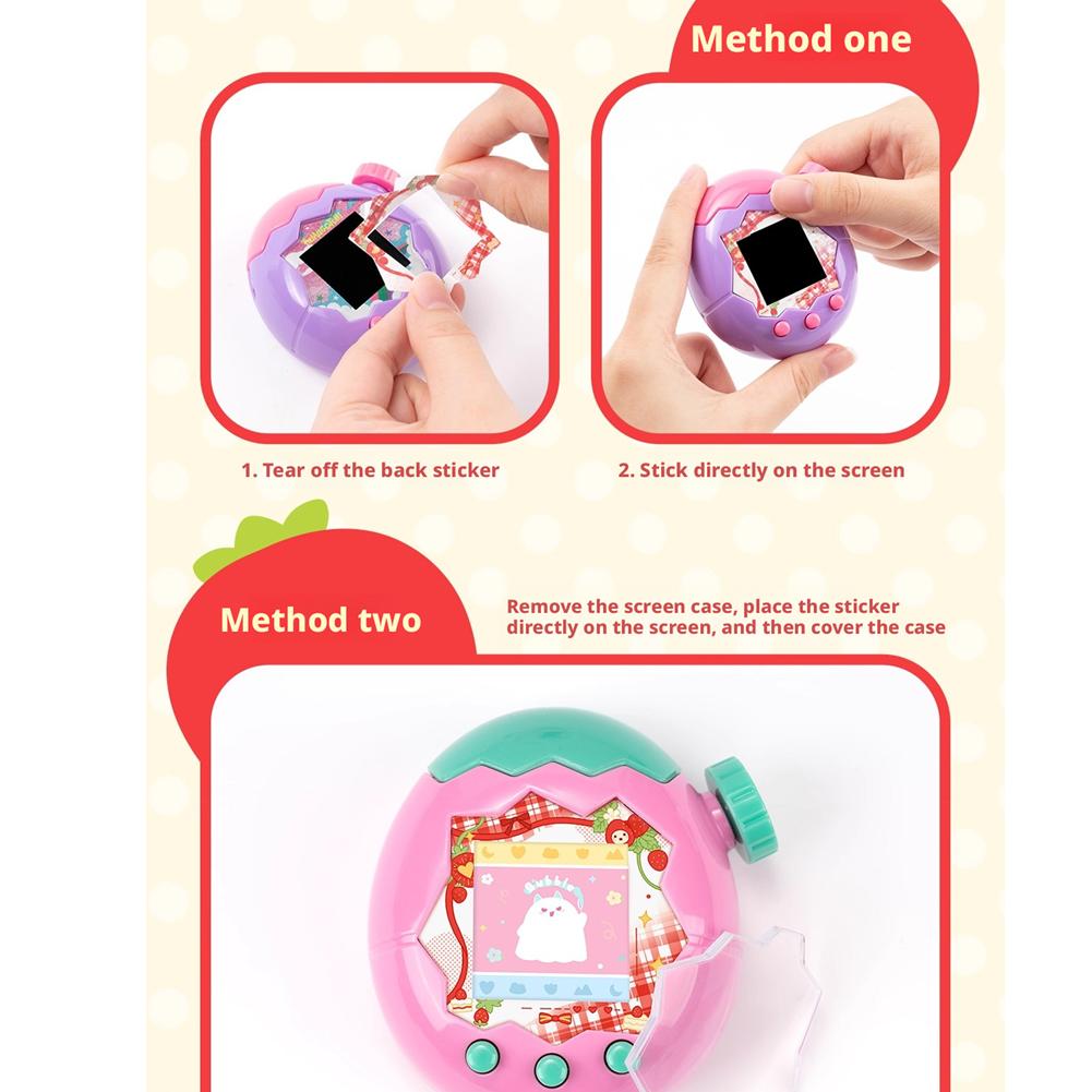 Silicone Protective Cover with Panel Paper Pendant Red Pink Strawberry Decorative Cover Knob Cover for Tamagotchi Paradise