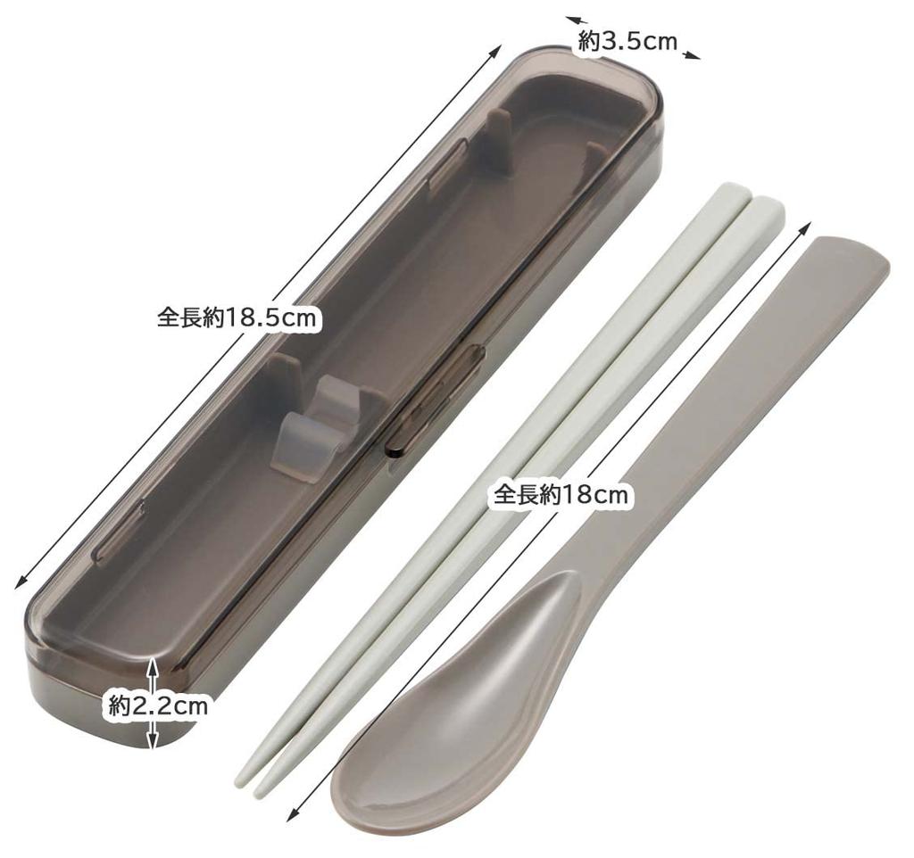 Skater Chopsticks and Spoon Set CAC1AAG-A 18cm Slim Case Antibacterial Mocha Gray Adult Women