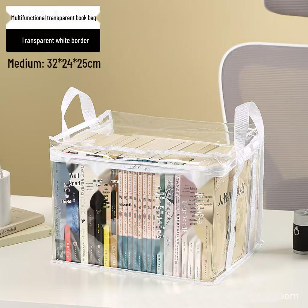 Waterproof Transparent Book Storage Box: Dustproof, Foldable, and Organized for Grade 12 Books