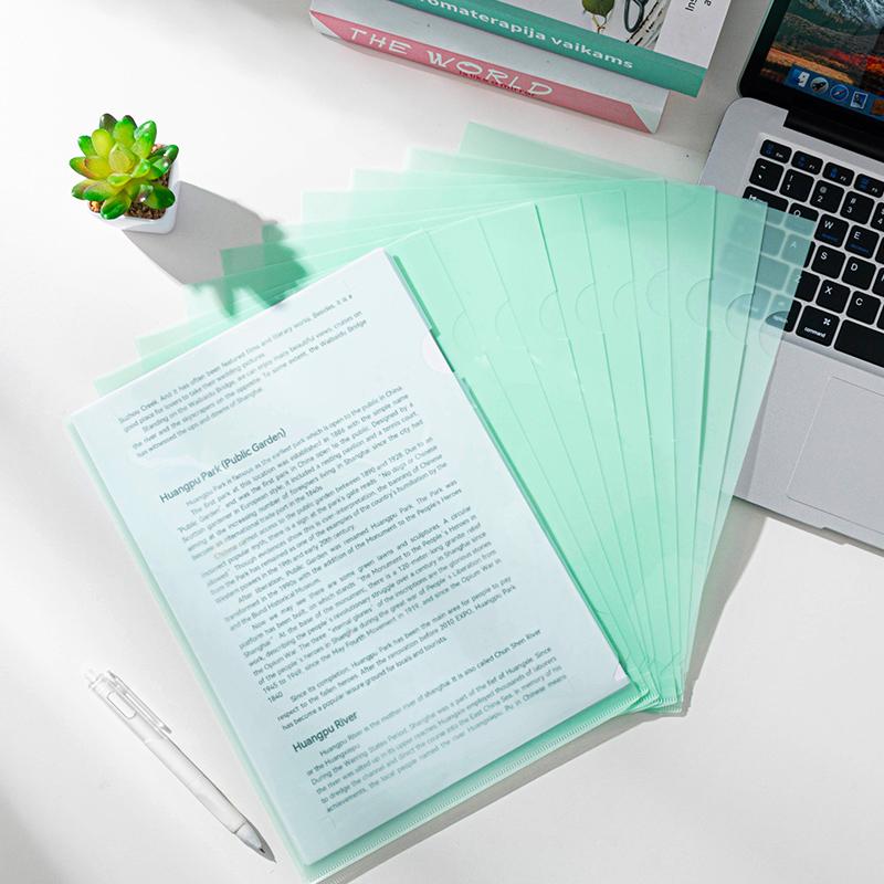 24Pcs L Type Folders A4 Plastic File Project Pockets File Folder Clear Paper Document Jacket Sleeve School Office Supplies