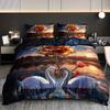 Swan & Rose Couple 3Pcs Bedding Set - Includes Soft Duvet Cover And 2 Pillowcases, Breathable Polyester, Machine Washable
