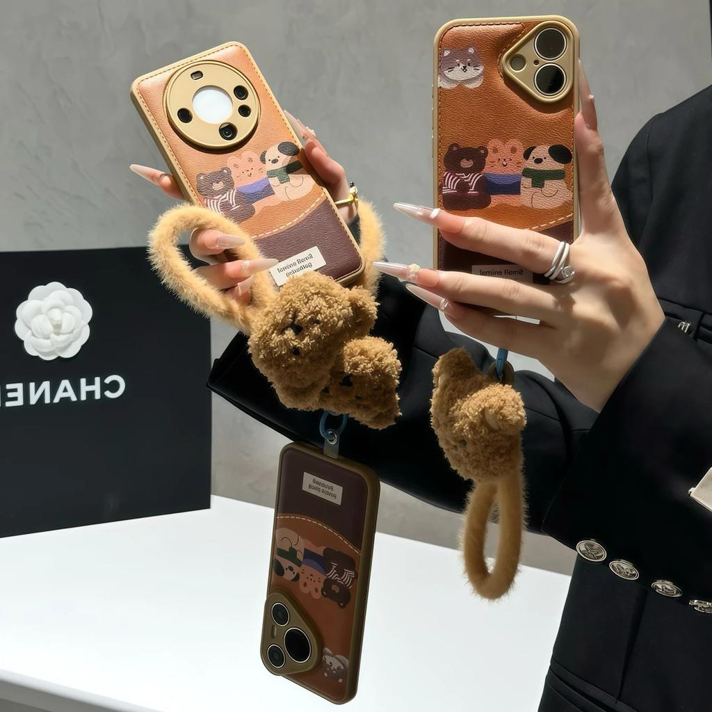 Cute Three Animals for Apple iPhone17Promax Mobile Phone Case 16 Candy Air Cushion 15 Women 14 All-inclusive
